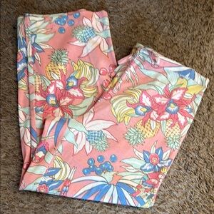 Talbots Floral Print Pants Pink Multicolor Size Small NEW